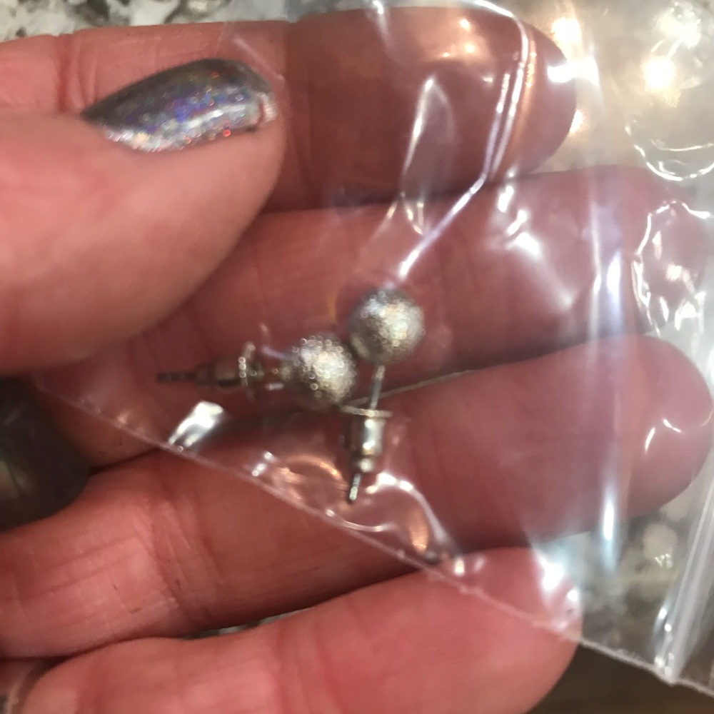 Brushed silver ball post earrings